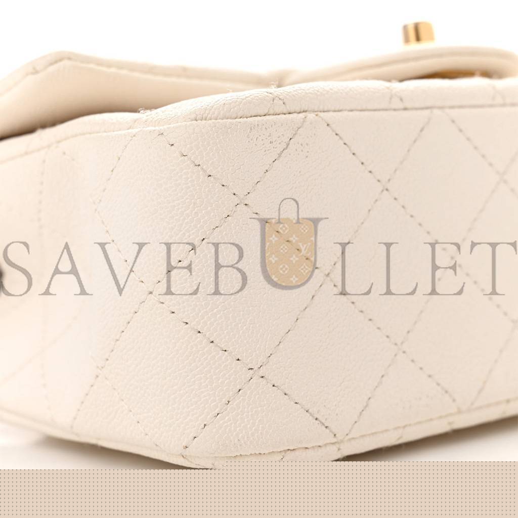 Ch*el master caviar quilted mini top handle rectangular flap white as2431 (20*13*9cm)